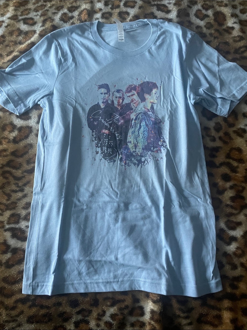 Light Blue Short Sleeve Band Portrait Graphic Tee